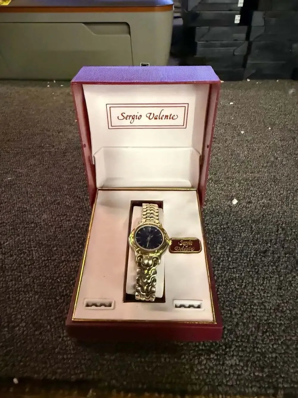 Sergio Valente Women's Two-Tone Gold and Silver Bracelet Quartz Watch with Black